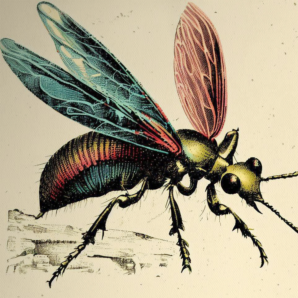 Vintage Litho Print Insect Illustration