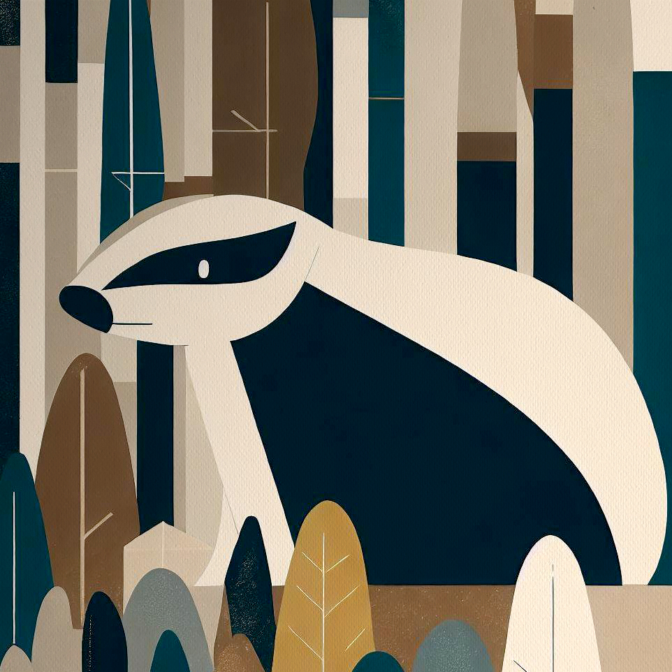 Wood Block Badger in a Forest