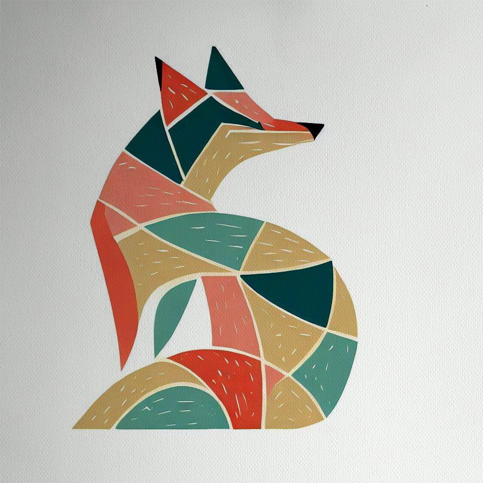 Woodblock Fox Print