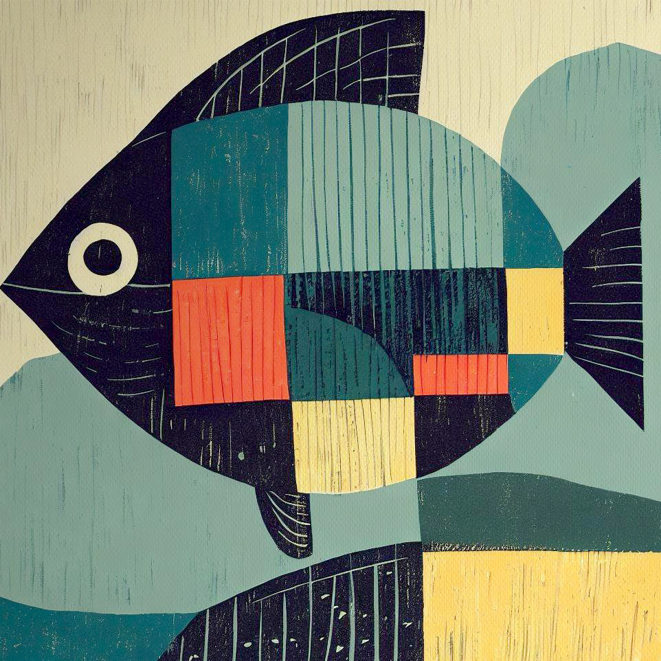 Woodblock Perch Fish Print