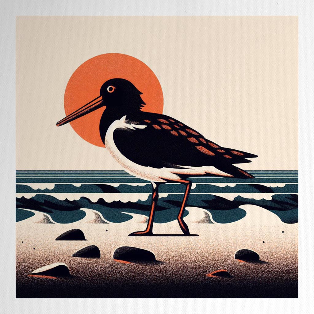 Product mockup for Oyster Catcher Beach Illustration Print