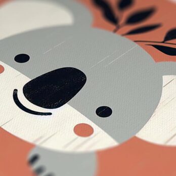 Product mockup for Woodblock Print of a Smiling Koala