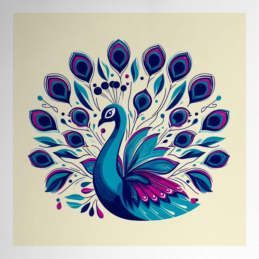Product mockup for Woodblock Style Peacock Print