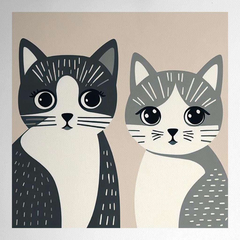 Product mockup for Woodblock Style Print Cats with Big Eyes
