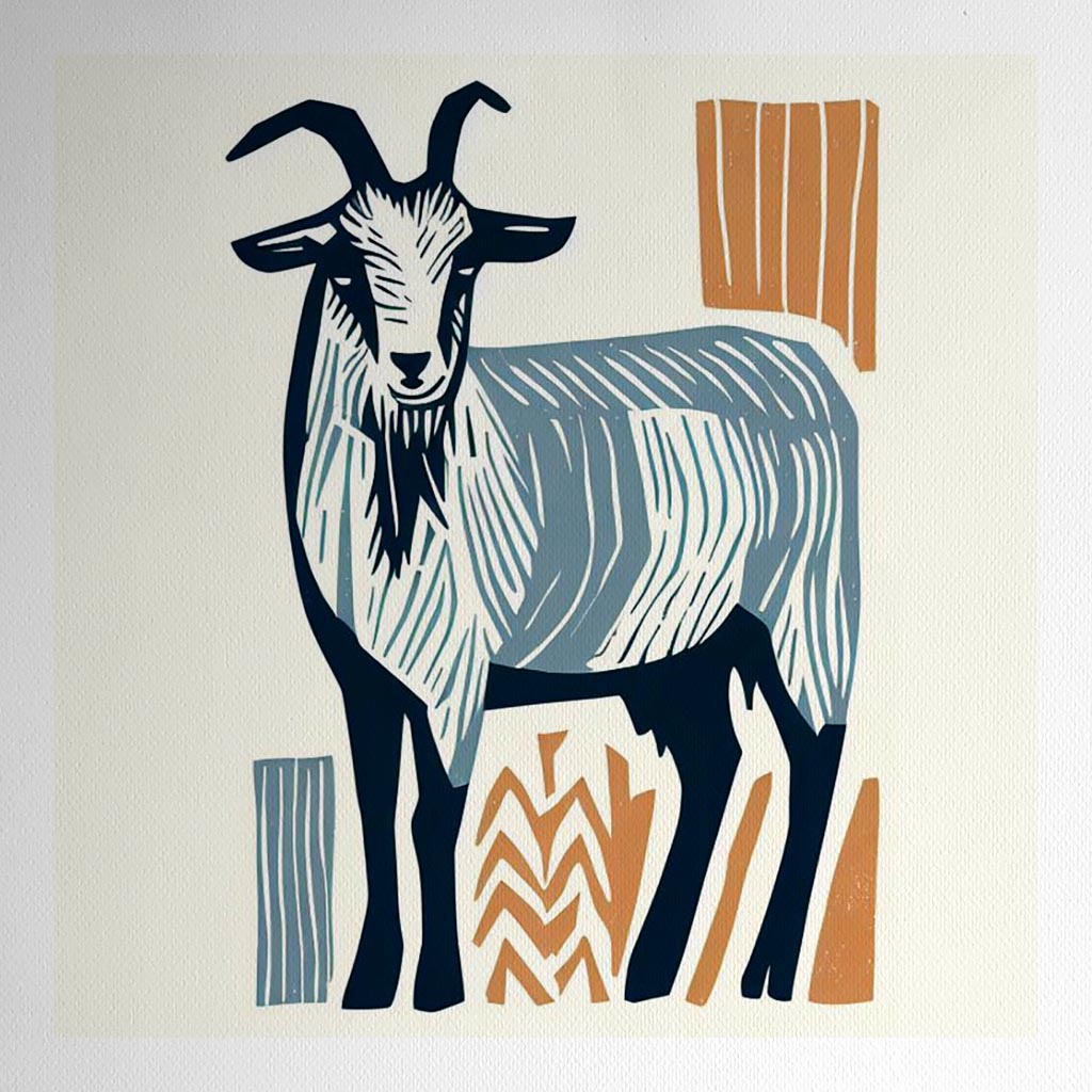 Product mockup for Woodblock Style Print of a Billy-Goat