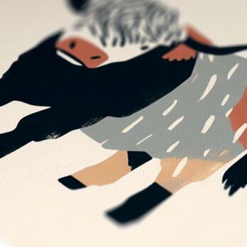 Product mockup for Woodblock Style Print of a Highland Bull