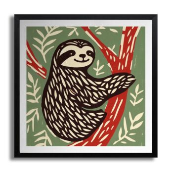 Product mockup for Woodblock Style Sloth Print