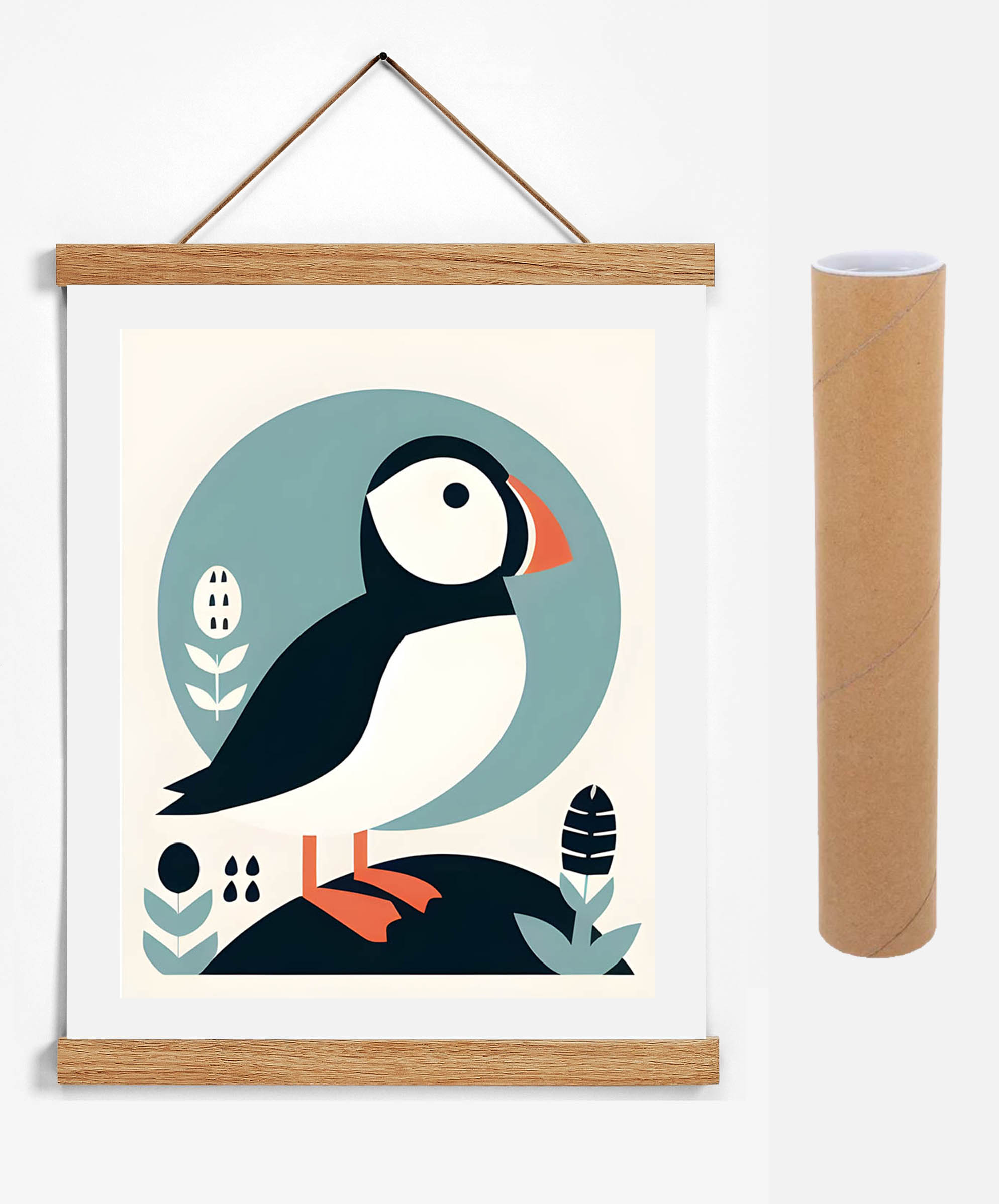 image of a illustration of a puffin in a magnetic frame