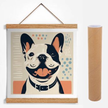 Product mockup for Woodblock Style French Bulldog Print