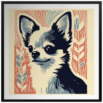 Product mockup for Linocut Style Chihuahua Print