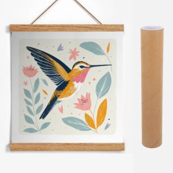 Product mockup for Linocut Style Hummingbird Print