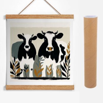 Product mockup for Moody Duo - Illustration of Two Cows