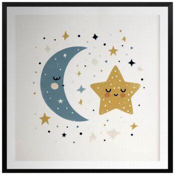 Product mockup for Smiling Star & Moon Illustration